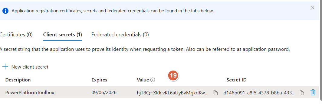 App Registration Client Secret